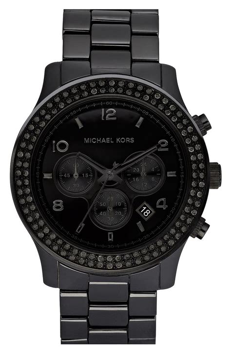 black ceramic michael kors watch|oversized runway white tone watch.